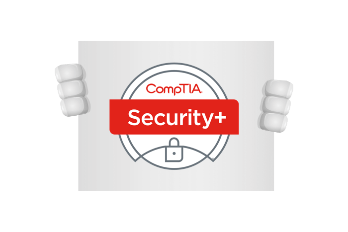 Buddy onze mascotte met het CompTIA Security+ logo