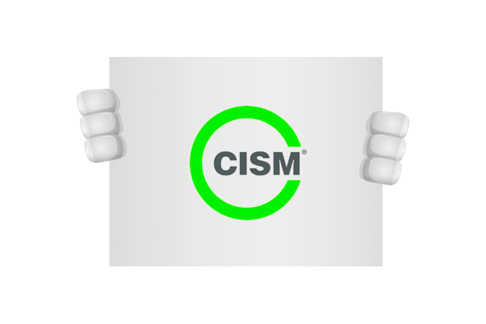 Buddy onze mascotte die het CISM logo vastheeft