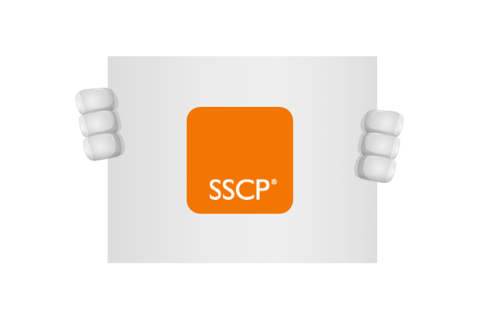Buddy onze mascotte die het SSCP logo vastheeft