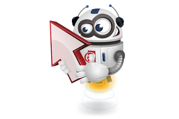 De ITIL Certificeringsniveaus Buddy de mascotte met een pijl omhoog