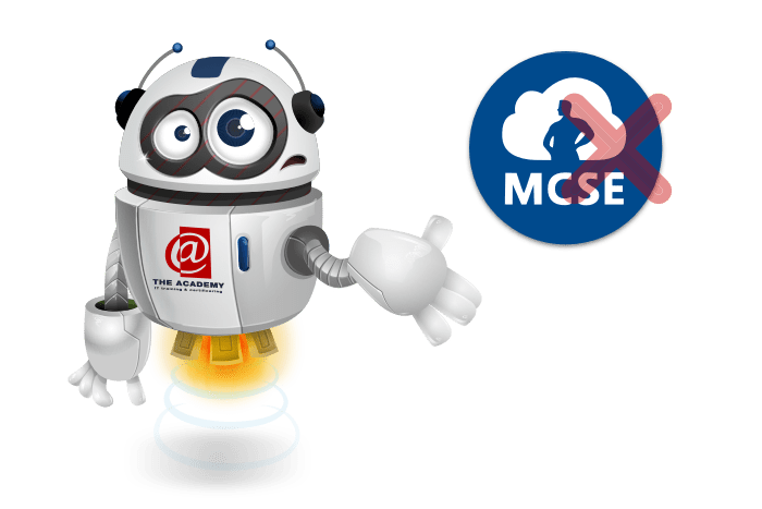 Buddy onze mascotte met het MCSE Logo