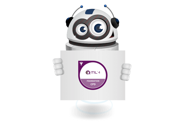 Buddy onze mascotte met het Java OCA logo in zijn handen