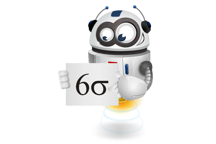 Buddy de mascotte die een bord met het LEAN logo vastheeft
