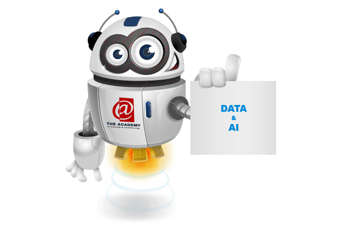 Buddy onze mascotte met Data & AI erop