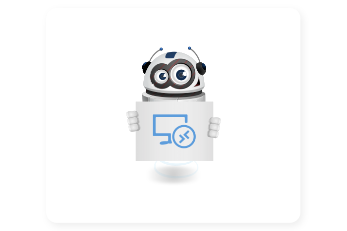 Buddy onze mascotte houdt een bord met het Azure logo