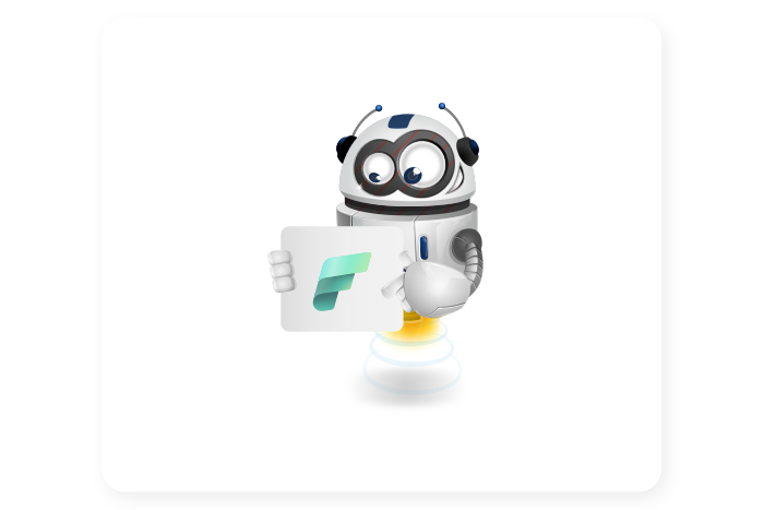 Buddy onze mascotte met het Fabric Logo
