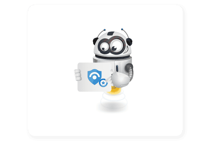Buddy onze mascotte houdt een bord vast met Microsoft Sentinel icoon