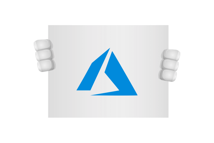 Buddy onze mascotte presenteert het microsoft azure logo