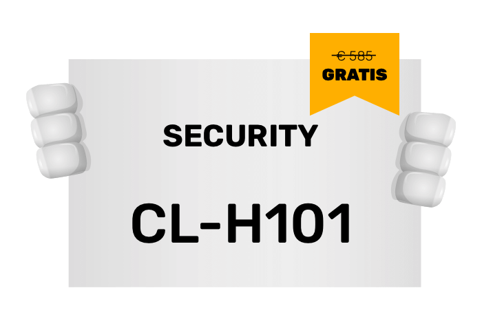 Buddy onze mascotte met het security logo