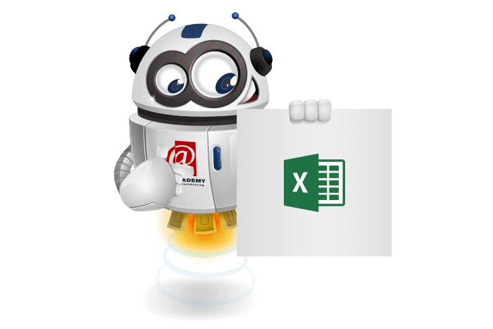 Buddy onze mascotte met het Microsoft Office Excel Logo