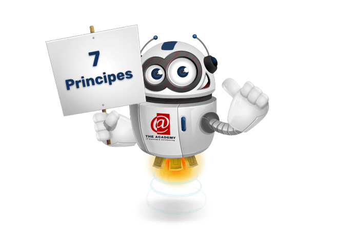 Buddy de Macotte met een bordje met de tekst 7 principes